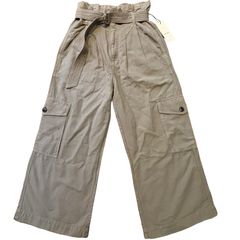 Citizens of Humanity High Waist Wide Leg Crop Pants Pale Green Khaki 26x24 NWT